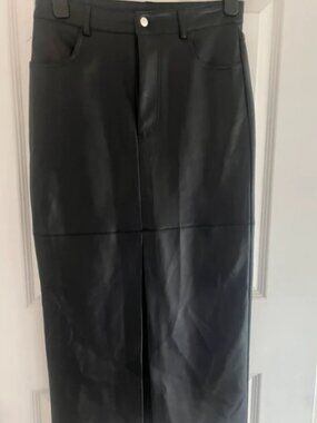 Rita Ora x PRIMARK collaboration black leather skirt